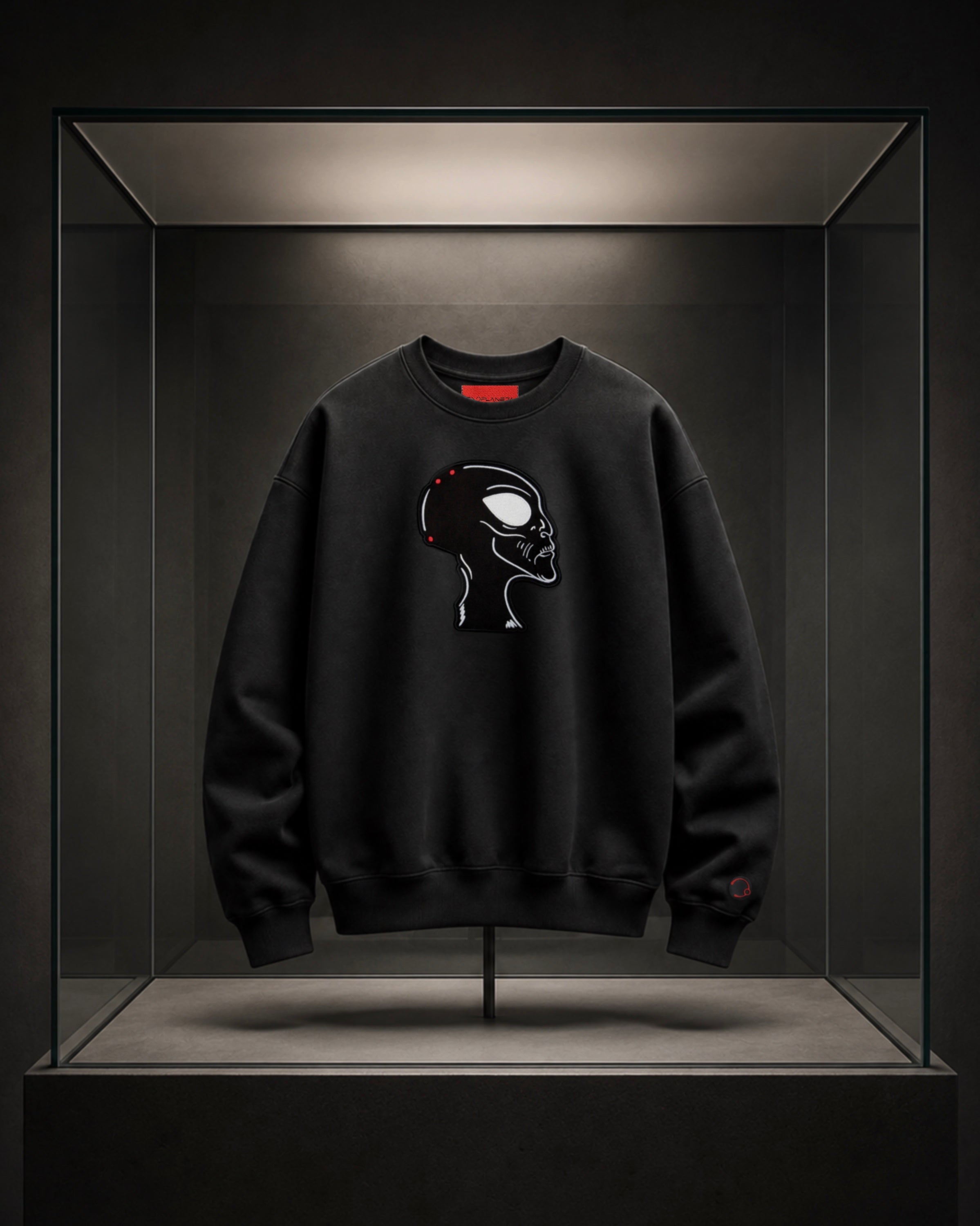 Sudadera negra oversize ALOK de EXOPLANETA con bordado frontal
