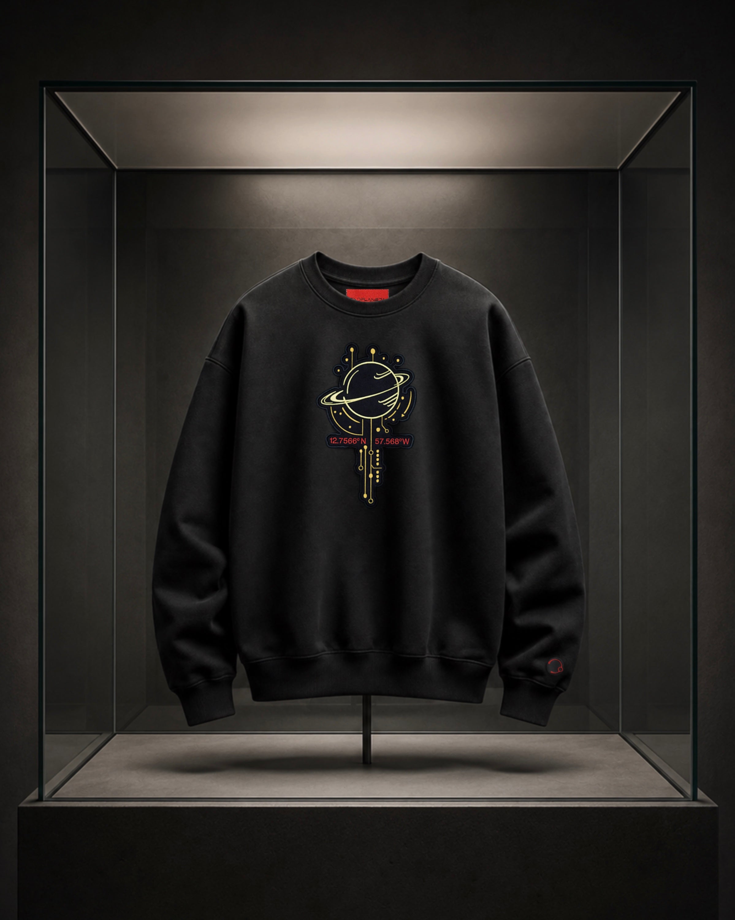 Sudadera negra oversize ATLAS N de EXOPLANETA con bordado frontal