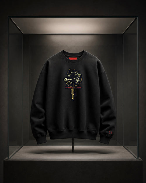 Sudadera negra oversize ATLAS N de EXOPLANETA con bordado frontal