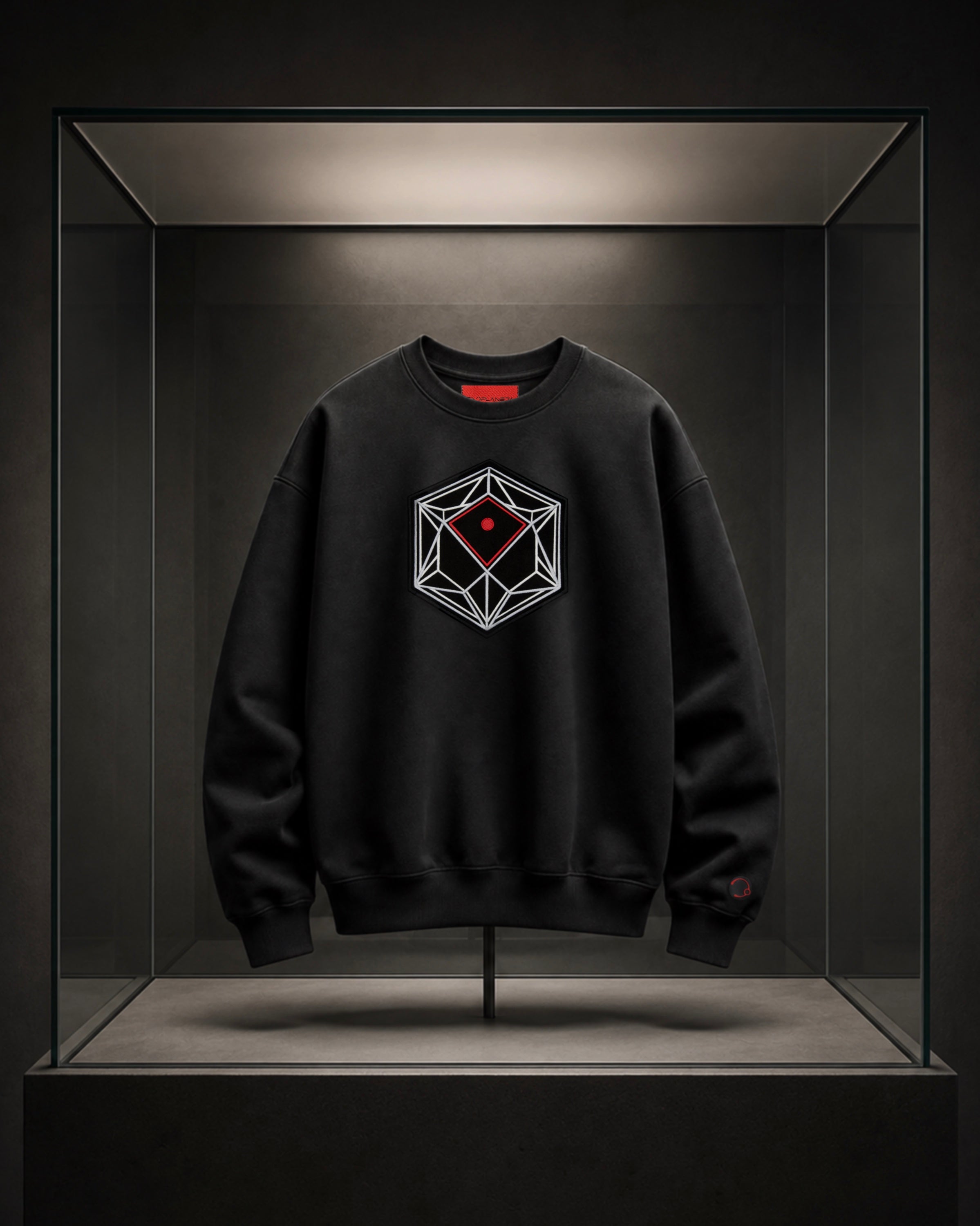 Sudadera negra oversize NEXAR de EXOPLANETA con bordado frontal