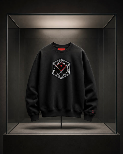 Sudadera negra oversize NEXAR de EXOPLANETA con bordado frontal