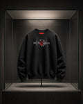 Sudadera negra oversize XERION-7 de EXOPLANETA con bordado frontal